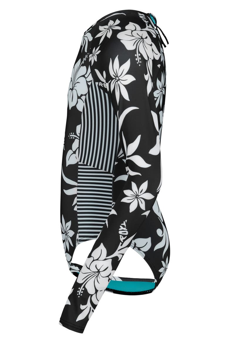 Kids' Floral Long Sleeve One-Piece Swimsuit, Alternate, color, PHANTOM