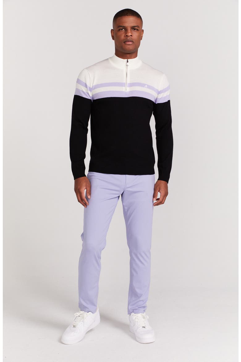 Cooper Stripe Quarter Zip Wool Sweater, Alternate, color, BLACK