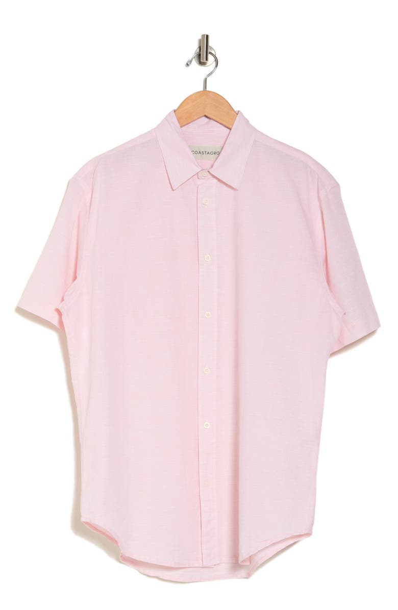 Coastaoro Dax Short Sleeve Linen Blend Button-Up Shirt, Alternate, color, Coral