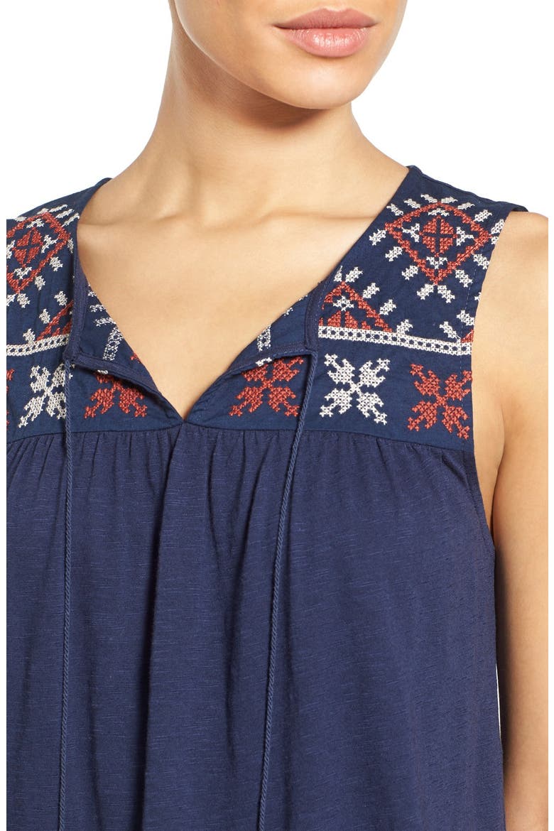 Embroidered Boho Tank, Alternate, color, NAVY- RED EMBROIDERY