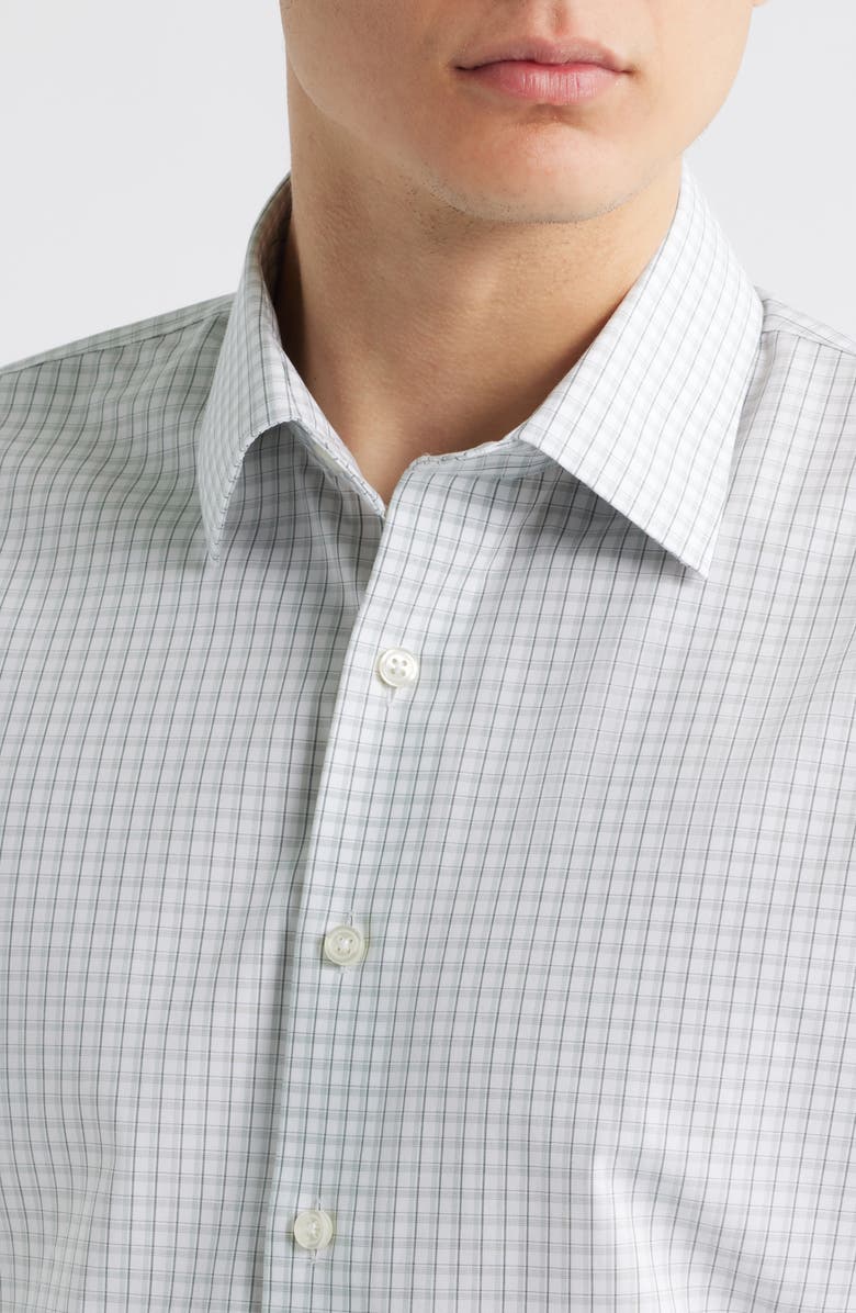 Nordstrom Trim Fit Plaid Non-Iron Cotton Dress Shirt, Alternate, color, Green Vincentia Plaid