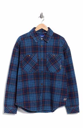 Loose Fit Check Washed Denim Shirt Jacket