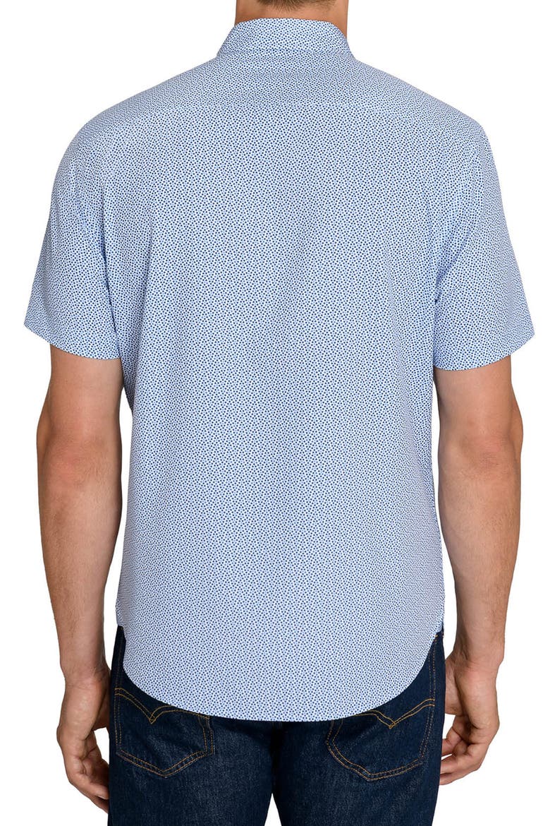 Geometric Short Sleeve Button-Down Shirt, Alternate, color, WHITE/ BLUE