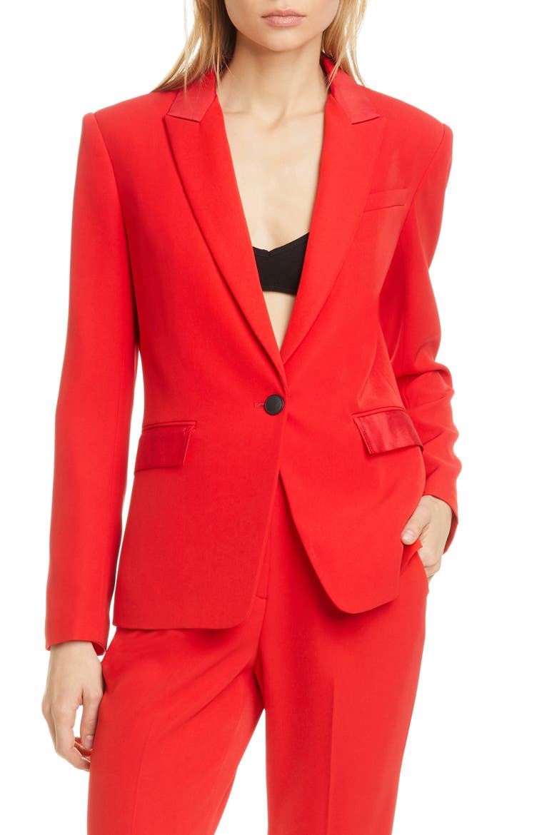 Rylie Grosgrain Trim Blazer, Main, color, TRUERED