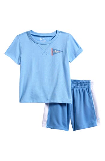 Nike Logo Graphic T-shirt & Shorts Set In Blue