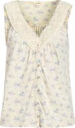Lucky Brand Lace Trim Sleeveless Cotton Blend Top