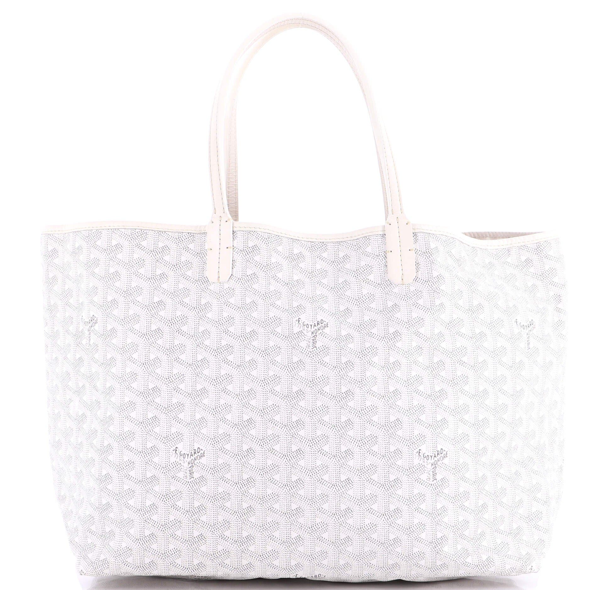 Pre-owned Goyard  Goyard Saint Louis Tote Coated Canvas Pm In White