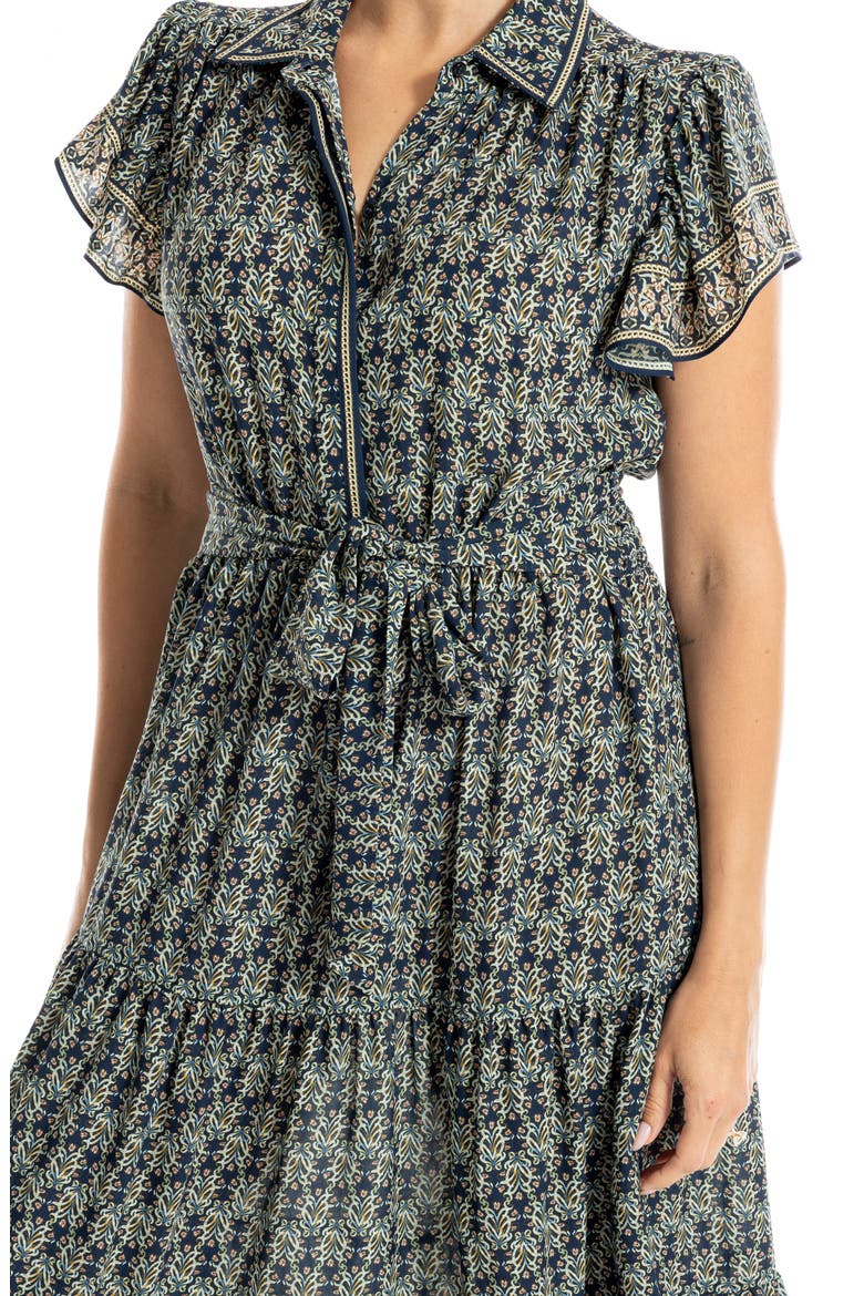 Floral Tie Front Shirtdress, Alternate, color, NAVY NOUVEAU MINI LILIES
