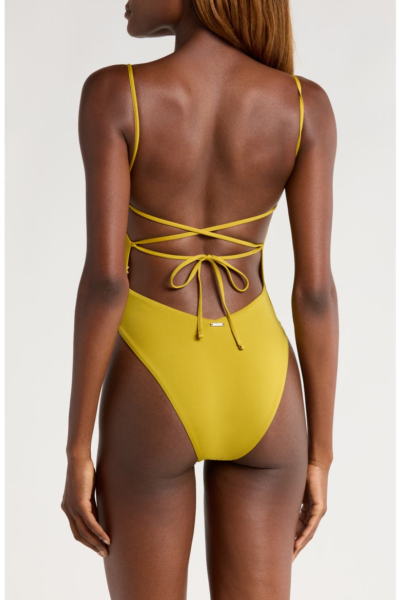 Olive Palmetto Brittany Reversible One-Piece Swimsuit, Alternate, color, GREEN