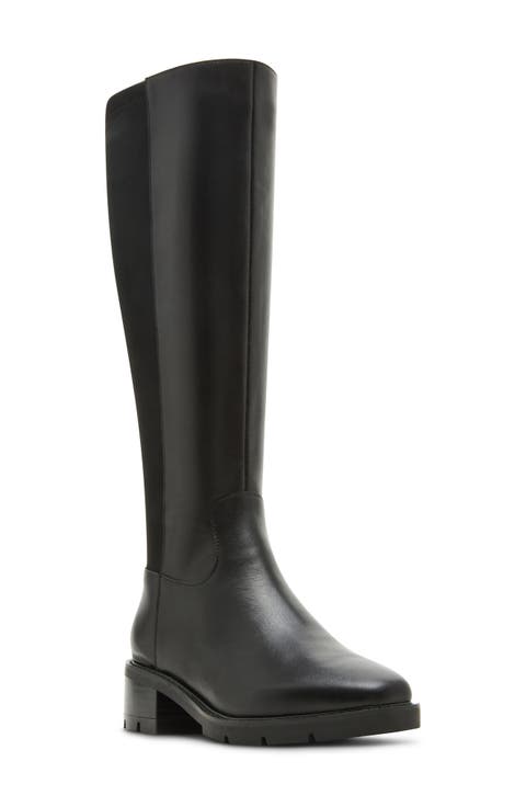 ダウンジャケット・コート Black Leather Knee High Lorraine Boots E45317s.jpg