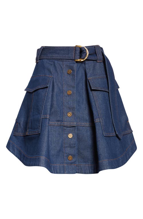 Zimmermann Belted Denim Cargo Miniskirt In Blue