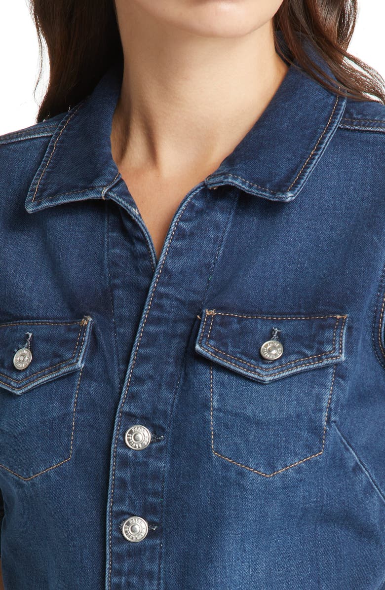 PAIGE Mayslie Button-Up Stretch Denim Dress, Alternate, color, 