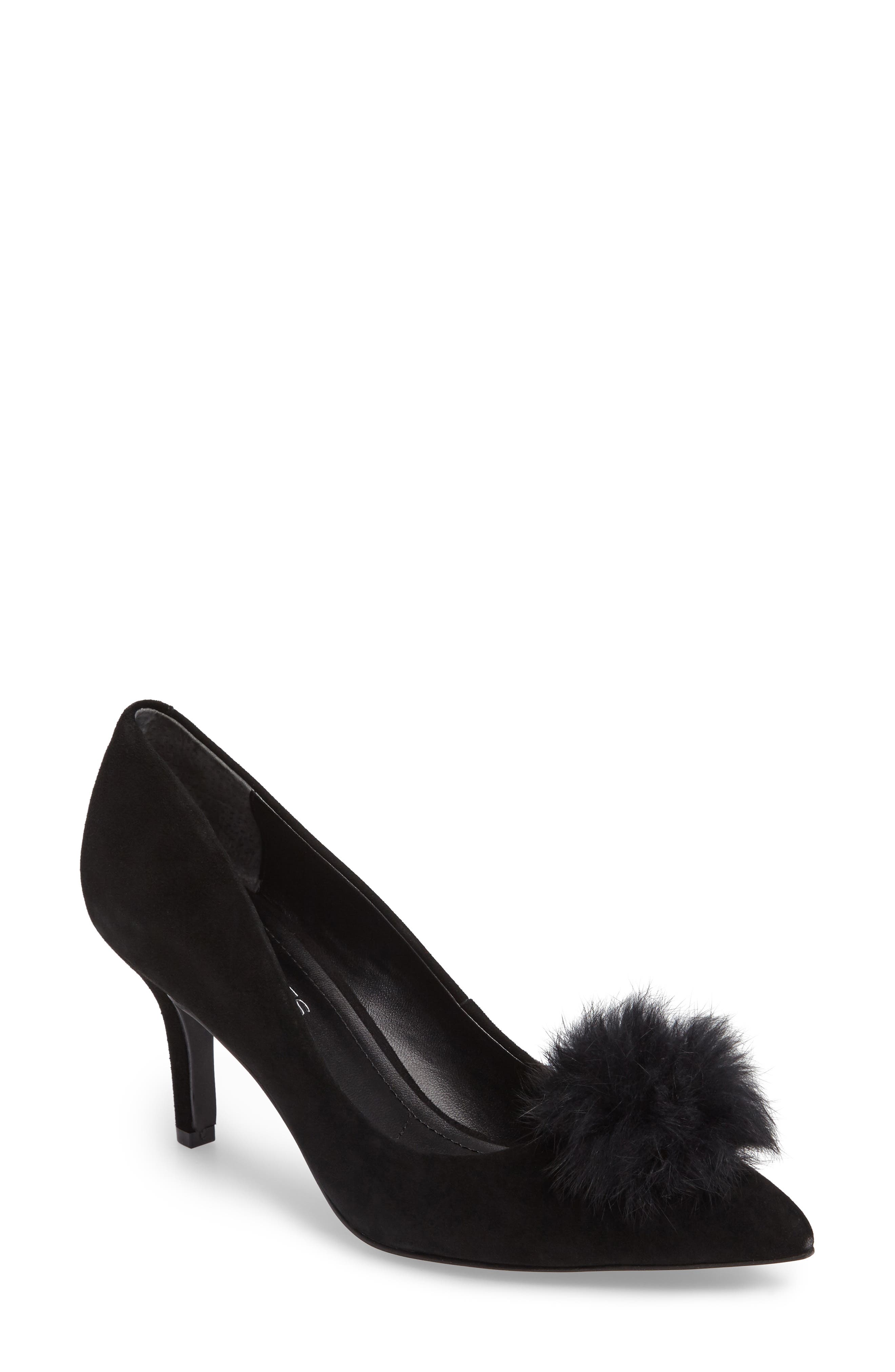 Charles by Charles David Sadie Genuine Rabbit Fur Pom Pump, Main, color, 