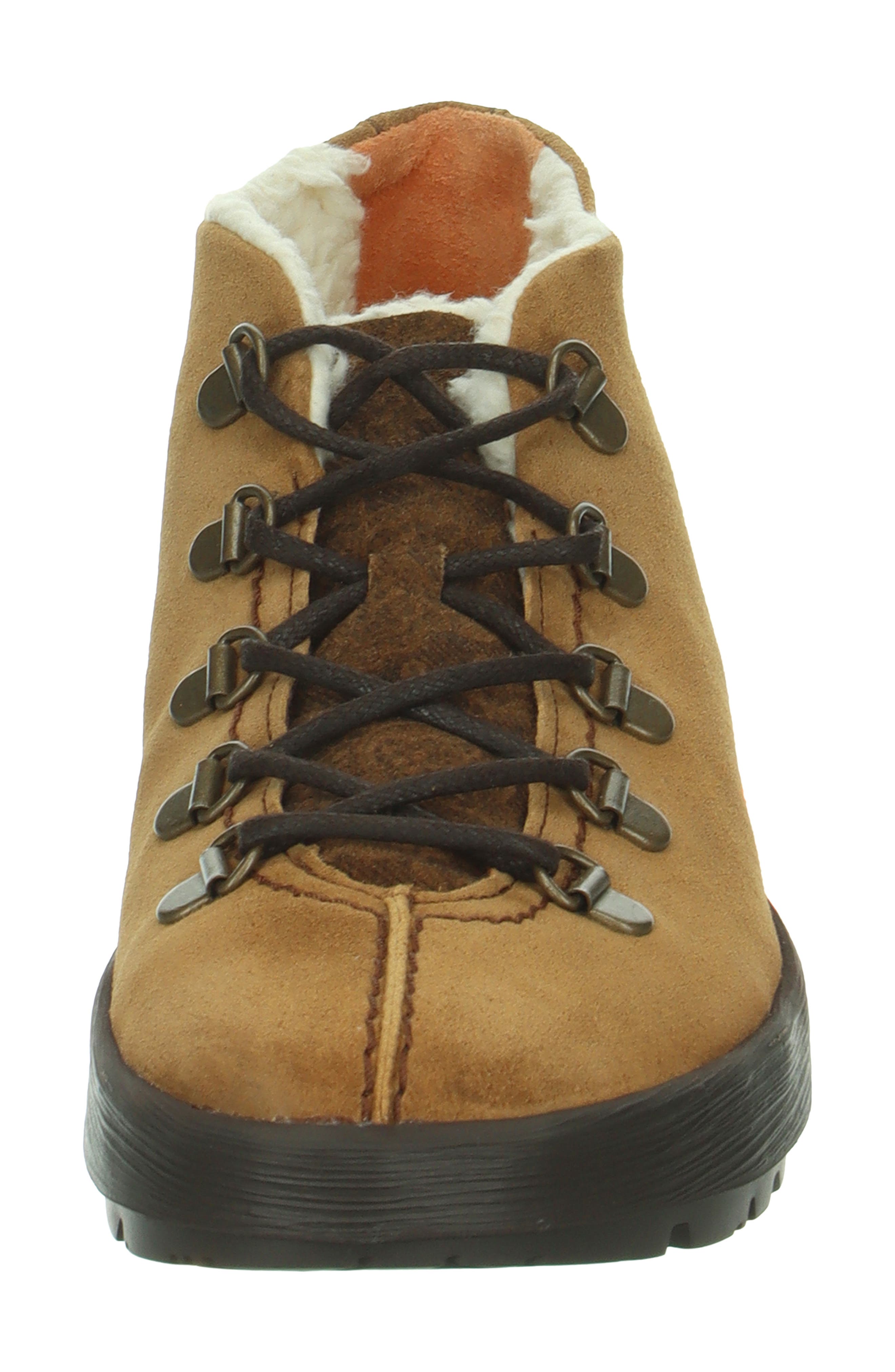 Comoda Lace-Up Leather Bootie, Alternate, color, CINNAMON/ KOMBI