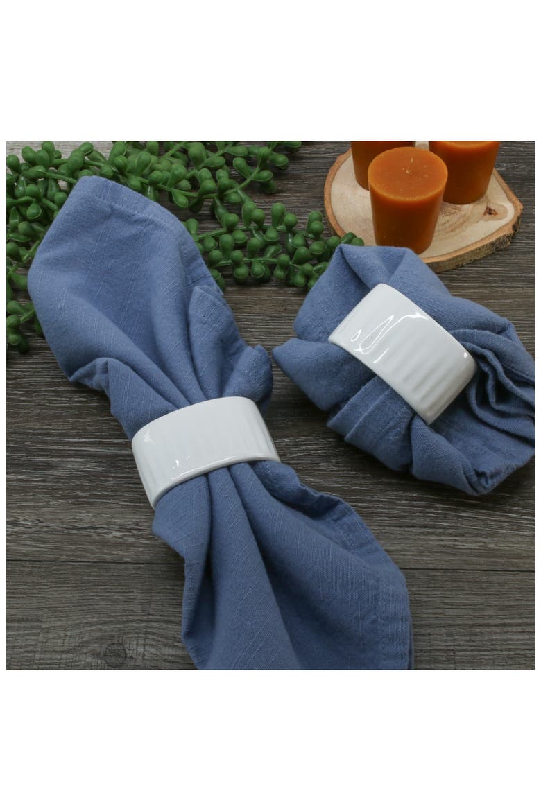 Colonnade Set of 8 Napkin Rings, Alternate, color, WHITE