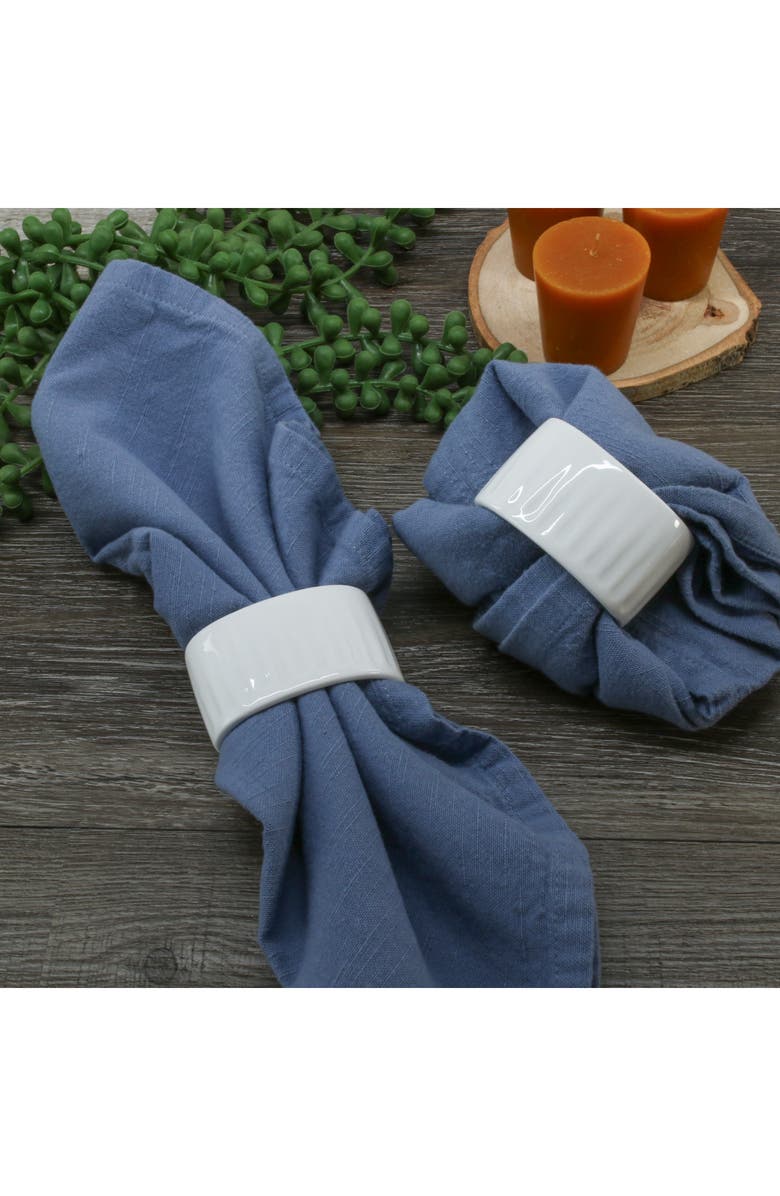 BIA Cordon Bleu Colonnade Set of 8 Napkin Rings, Alternate, color, White