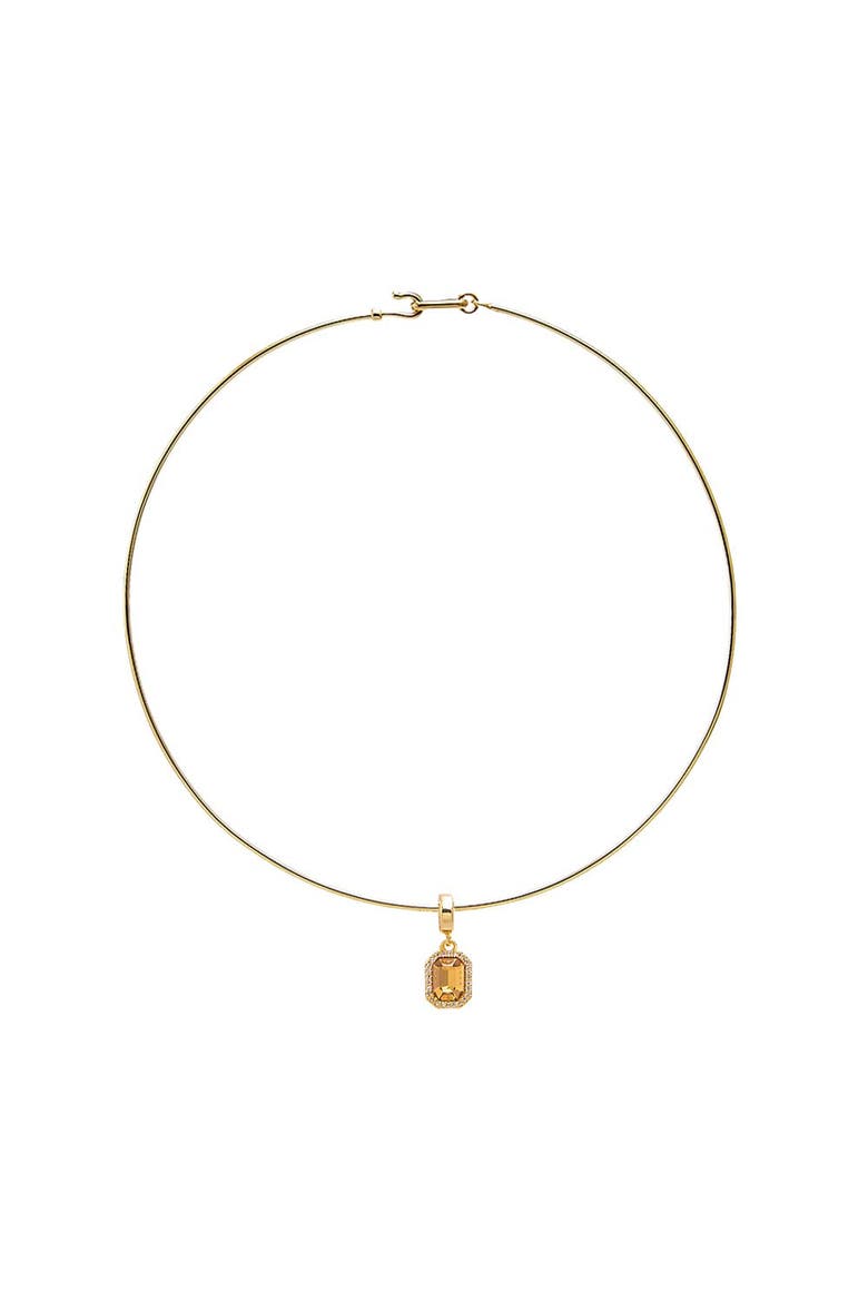 Rectangular CZ Halo Thin Wire Choker Necklace, Main, color, Yellow
