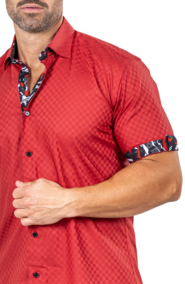 Maceoo Galileo Marthy Short Sleeve Cotton Button-Up Shirt, Alternate, color, 