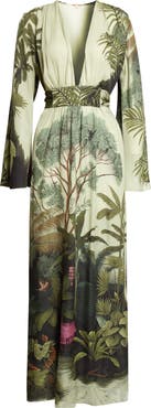 Johanna Ortiz Rodeo Rhythms Long Sleeve Silk Maxi Dress