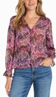 Liverpool Los Angeles Print Button-Up Shirt