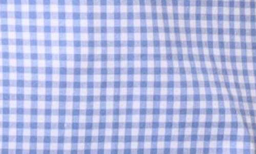 Shop Tailorbyrd Gingham Stretch Cotton Button-up Shirt In Light Blue
