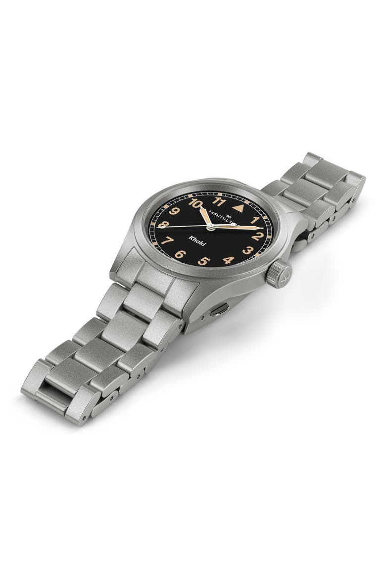 Khaki Field Bracelet Watch, 38mm, Alternate, color, BLACK