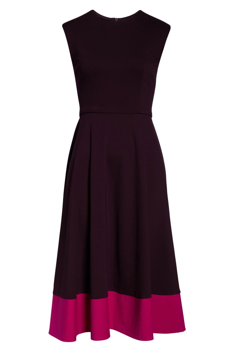 Contrast Hem Sleeveless Midi Dress, Alternate, color, MAROON