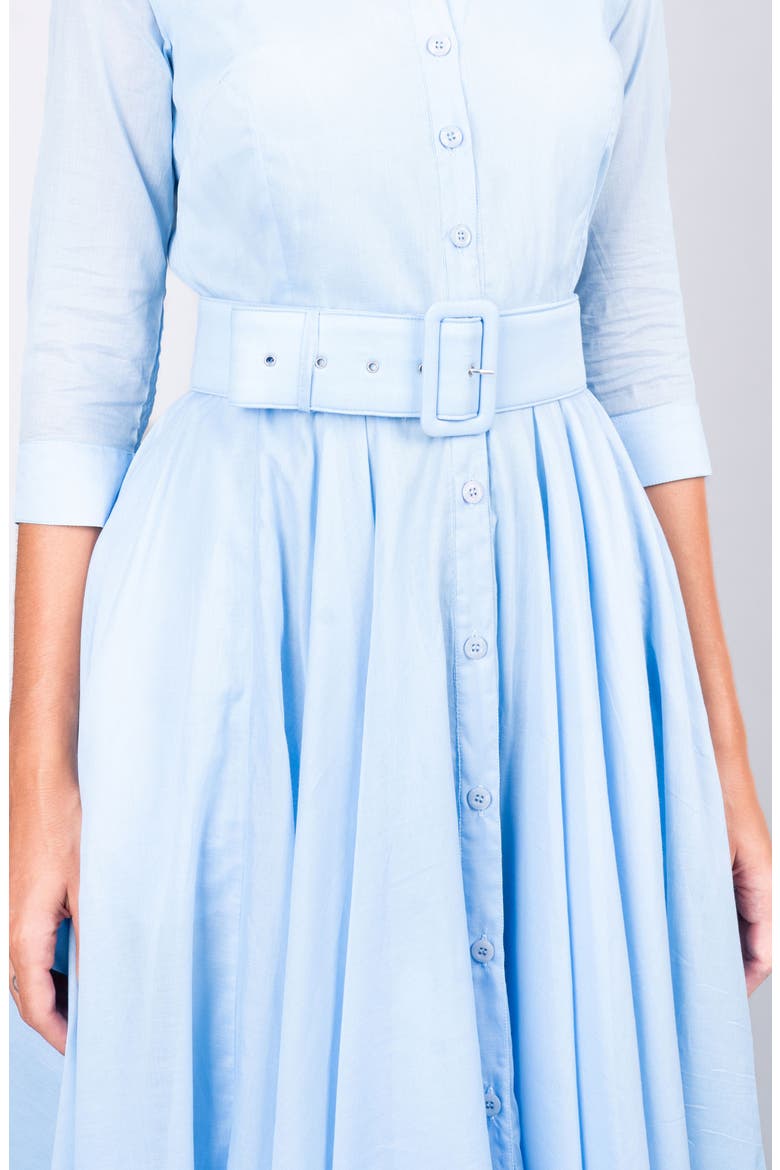 Blue Belted Midi Shirtdress, Alternate, color, Solid Soft Blue