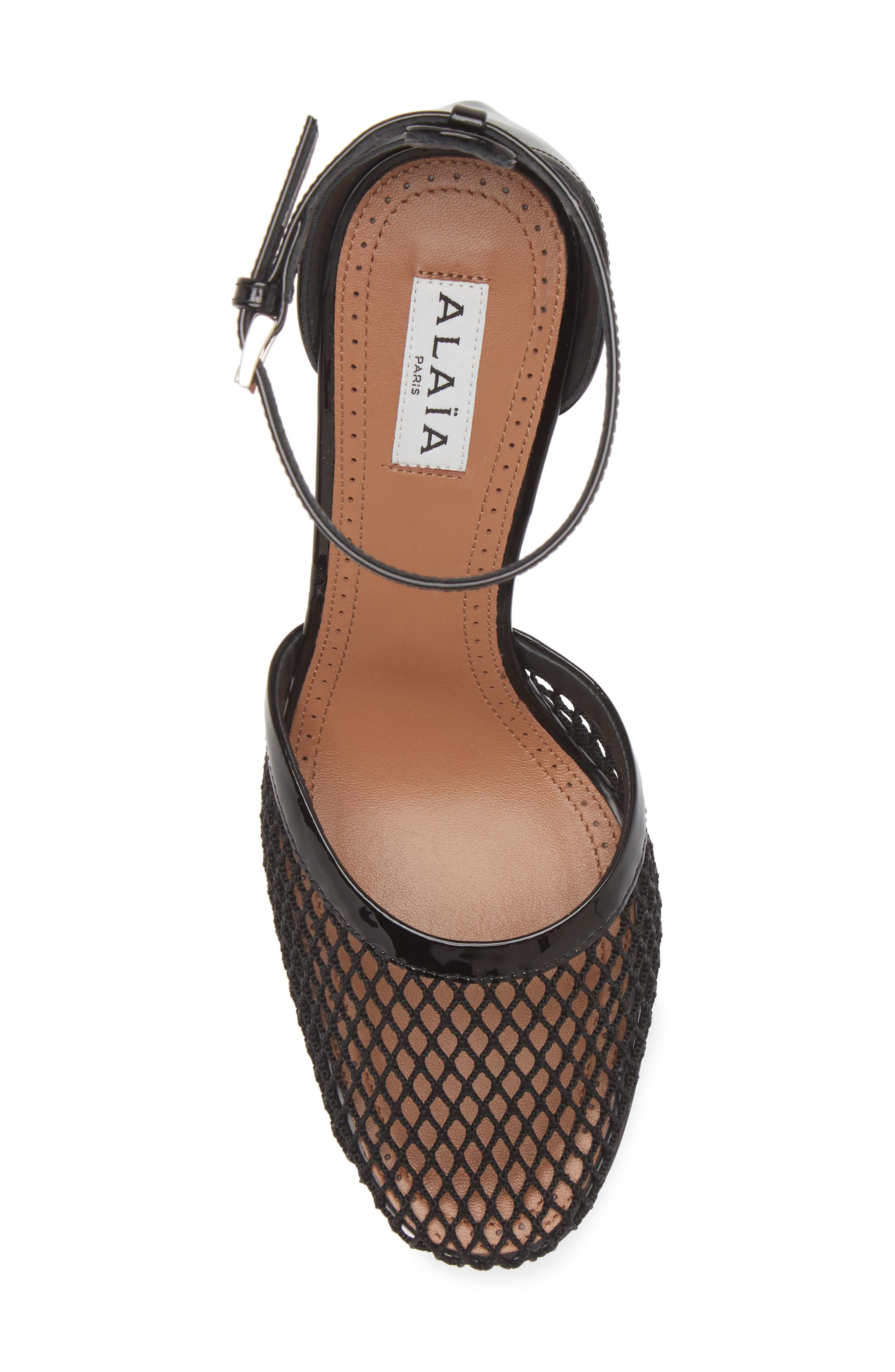 Alaïa Fishnet Ankle Strap Pump, Alternate, color, 