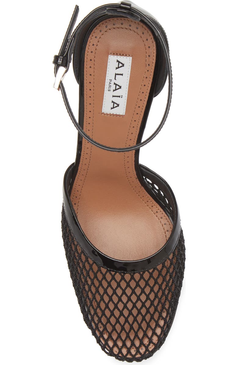 Alaïa Fishnet Ankle Strap Pump, Alternate, color,
