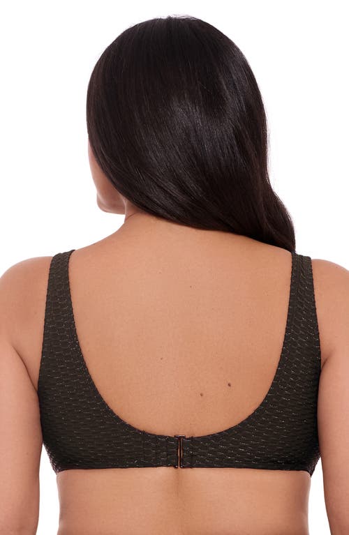 S3 Novelty Texture Wrap Bralette Swim Top In Onyx Black