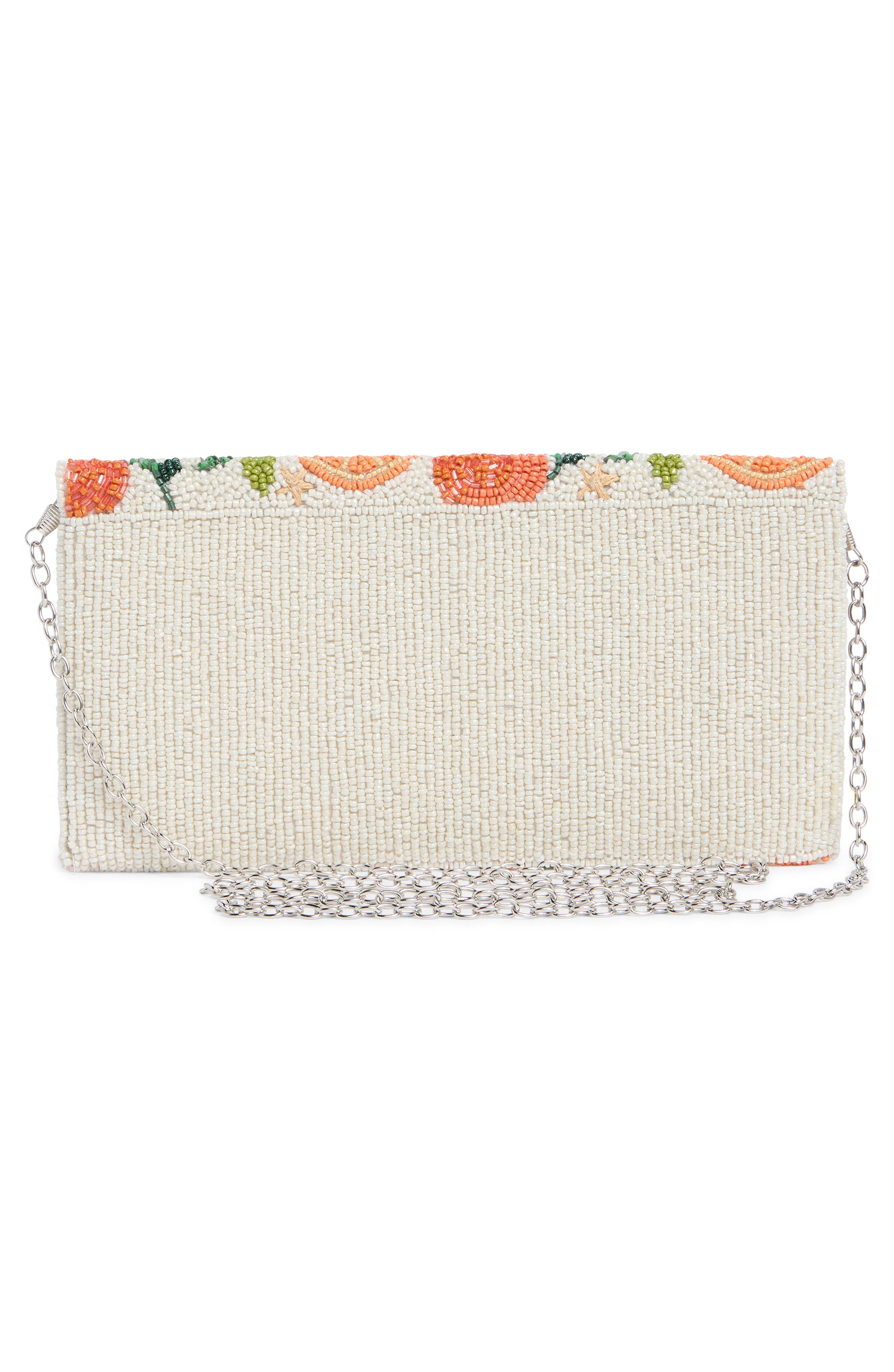 Collection XIIX Orange Beaded Flap Envelope Clutch, Alternate, color, Orange Multi