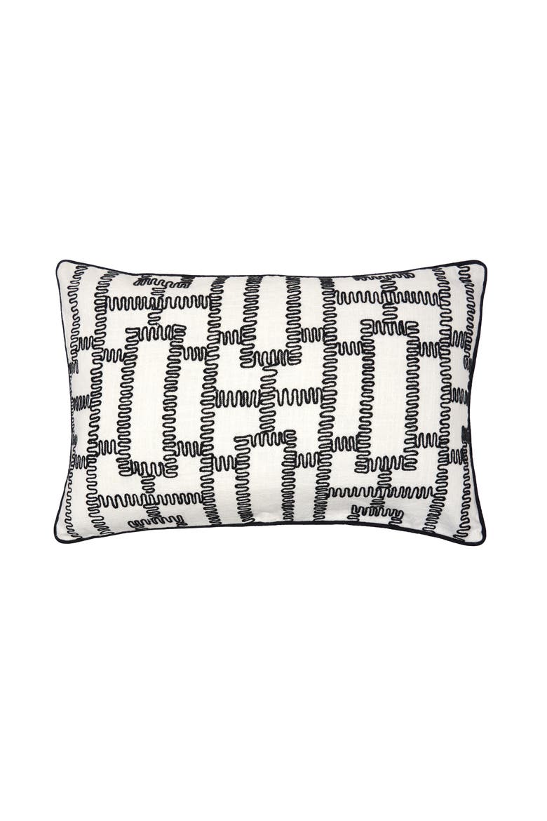 Crawford Geometric Art Deco Black & White Cotton Decor Throw Pillow, Main, color, Black