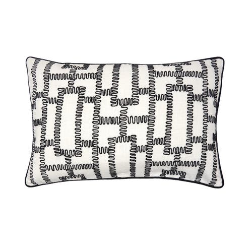 Carol & Frank Crawford Geometric Art Deco Black & White Cotton Decor Throw Pillow In Black