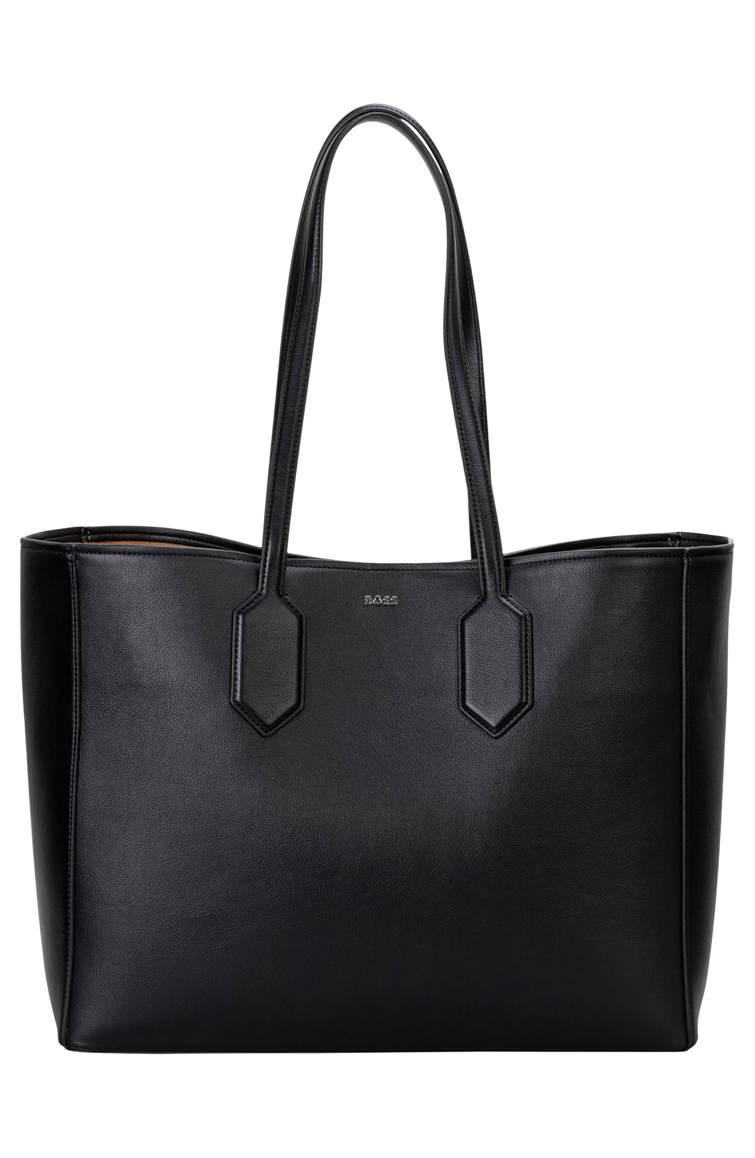 BOSS Liriel Faux Leather Shopper Bag, Alternate, color, Black