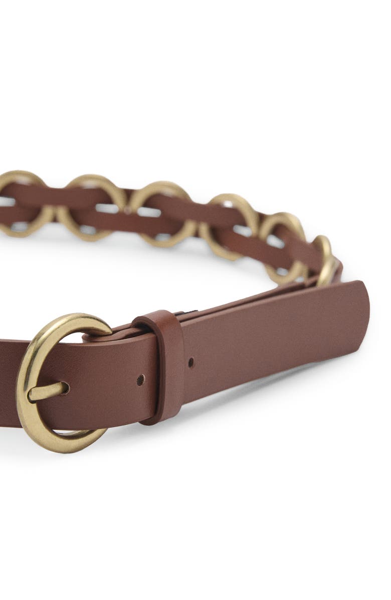 MANGO Ring Embellished Faux Leather Belt, Alternate, color, 