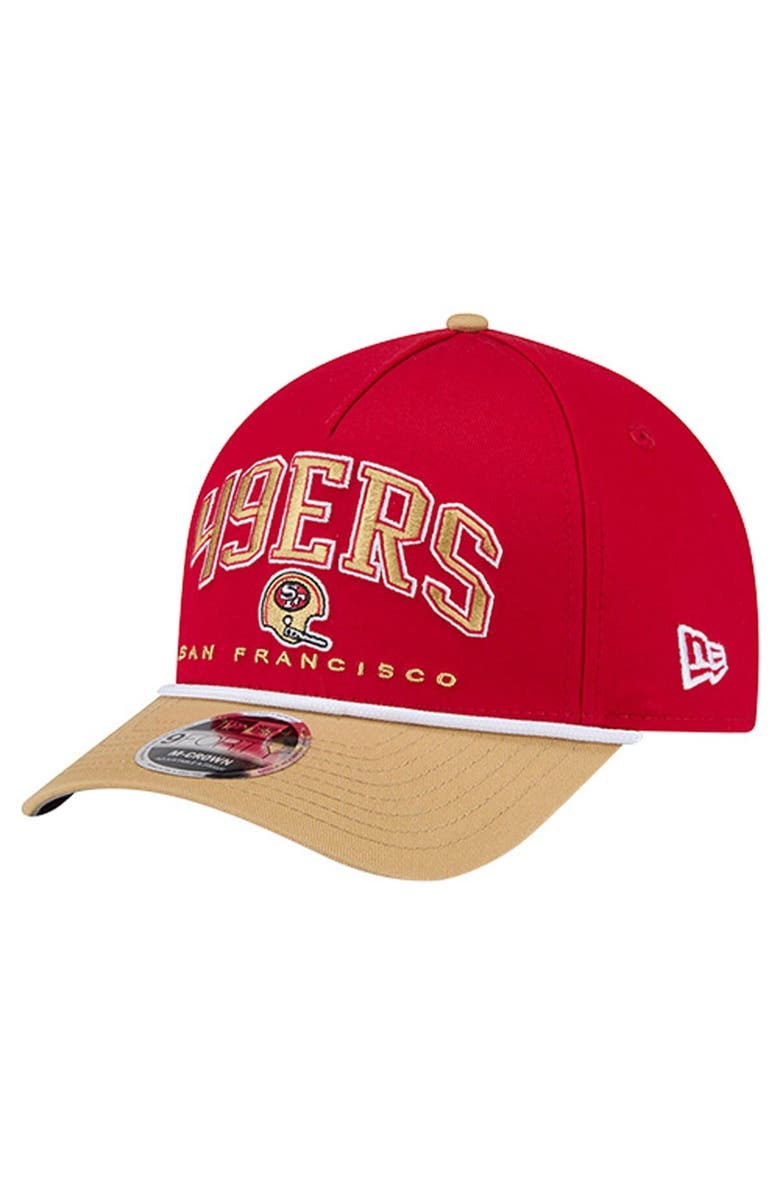 New Era Men's New Era Scarlet San Francisco 49ers Throwback Arch COOLERA 9FORTY A-Frame M-Crown Adjustable Hat, Main, color, Scarlet