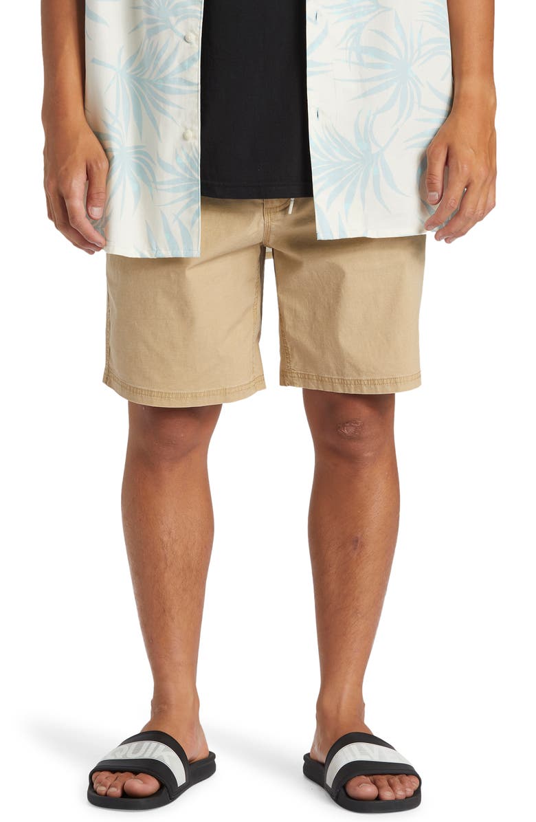 Quiksilver Street Trunk Stretch Cotton Shorts, Main, color, Khaki