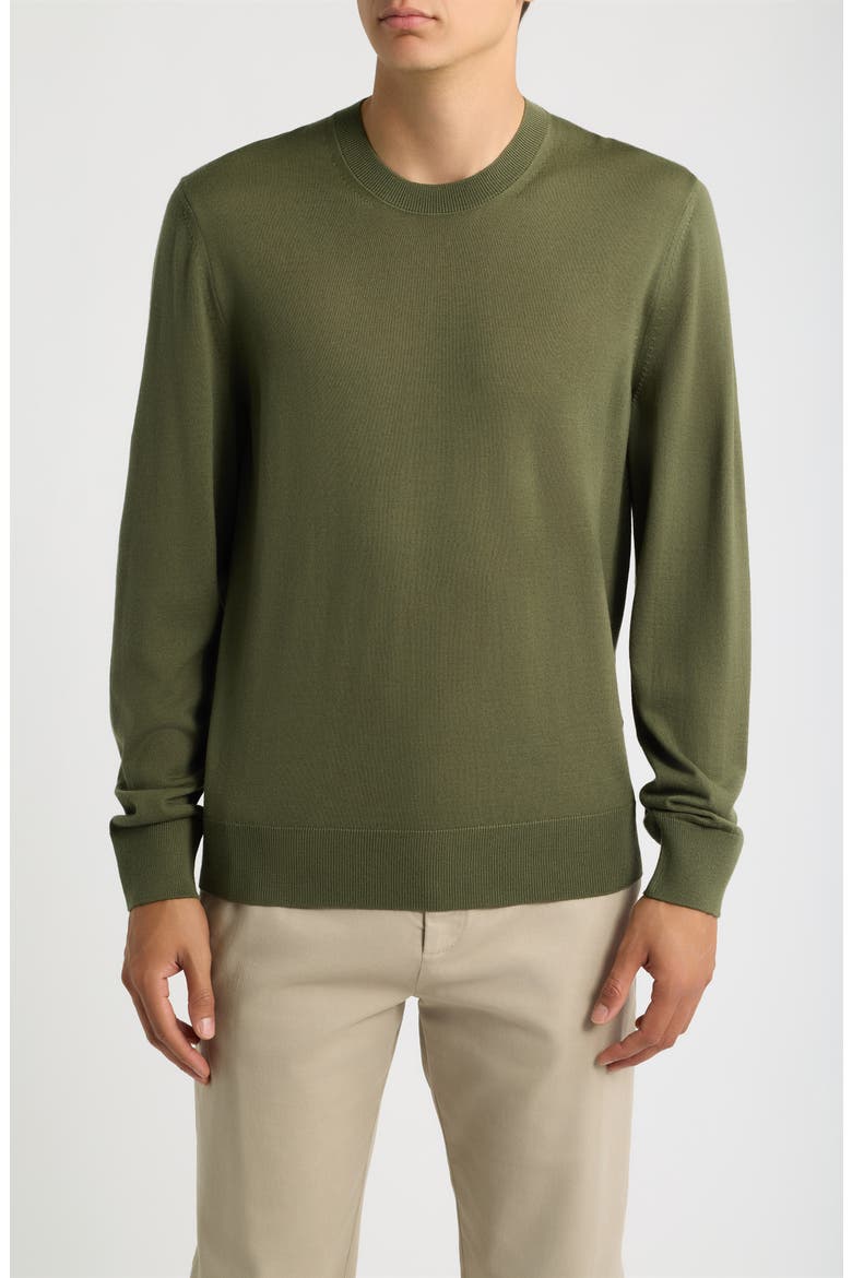 H-Leno Virgin Wool Crewneck Sweater, Main, color, OPEN GREEN