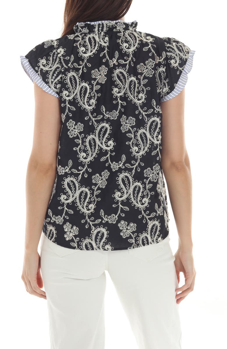 RAIN AND ROSE Paisley Print Ruffle Top, Alternate, color, Black Multi