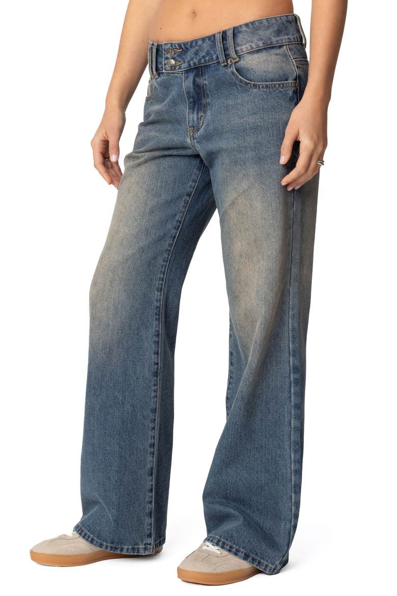 Jesi Low Rise Wide Leg Jeans, Alternate, color, BLUE