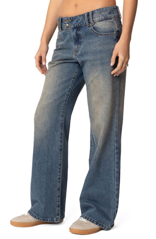 Shop Edikted Jesi Low Rise Wide Leg Jeans In Blue