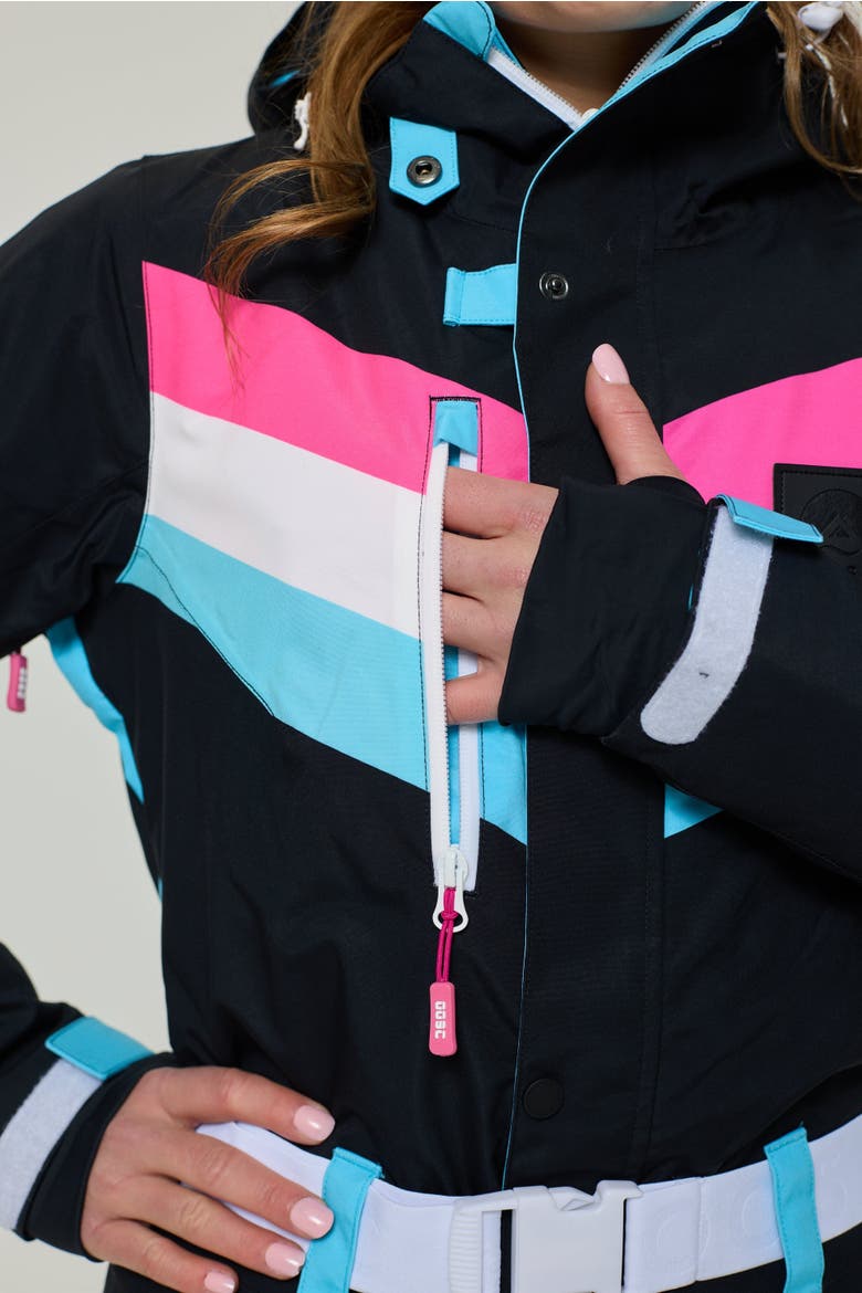 Can't Touch This Shaped Women's Ski Suit, Alternate, color, Black with neon pink