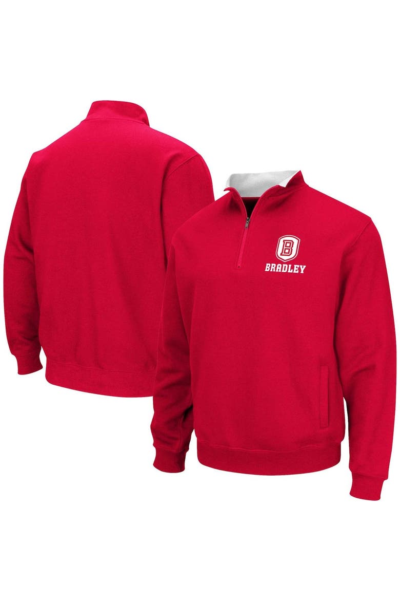 Men's Colosseum Red Bradley Braves Tortugas Quarter-Zip Sweatshirt, Main, color, Red