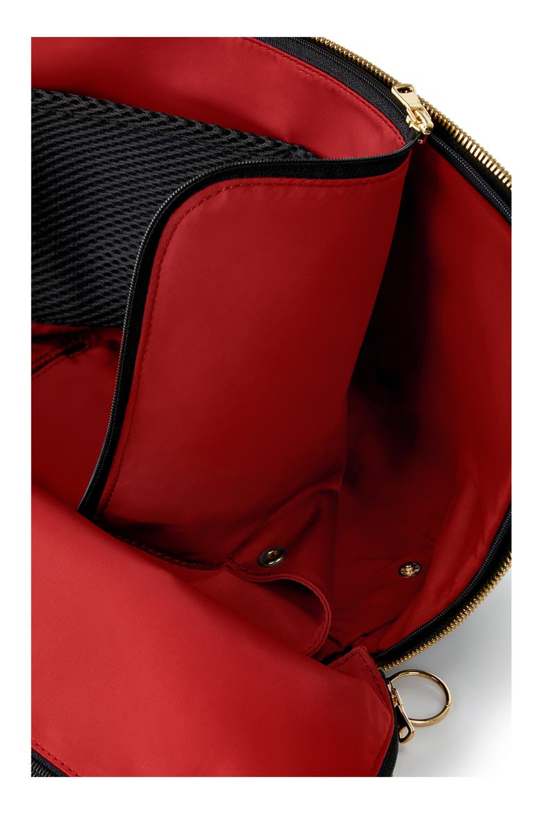 Everyday Leather Makeup Bag, Alternate, color, BLACK/ RED LEATHER