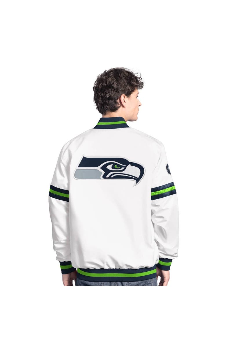 STARTER Men's Starter  White Seattle Seahawks Scout Full-Snap Varsity Jacket, Alternate, color, White