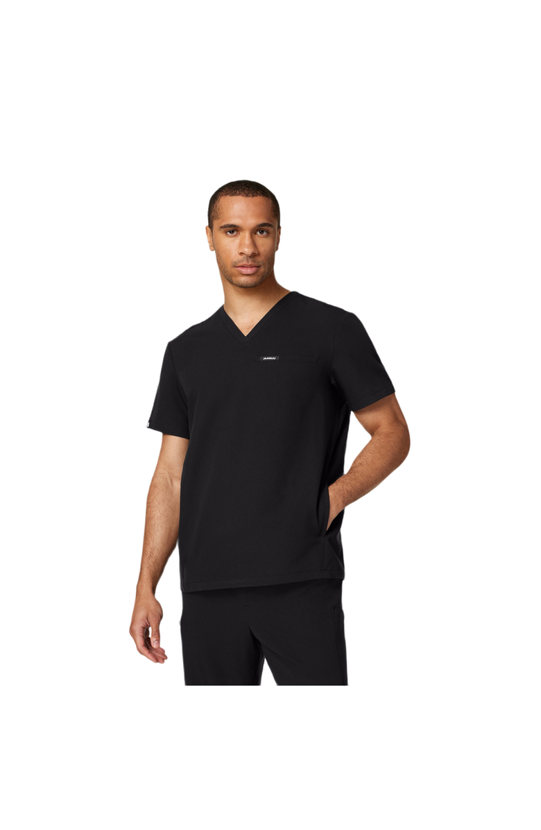 JAANUU Platt Men's 3-Pocket Classic V-Neck Scrub Top, Alternate, color, Black