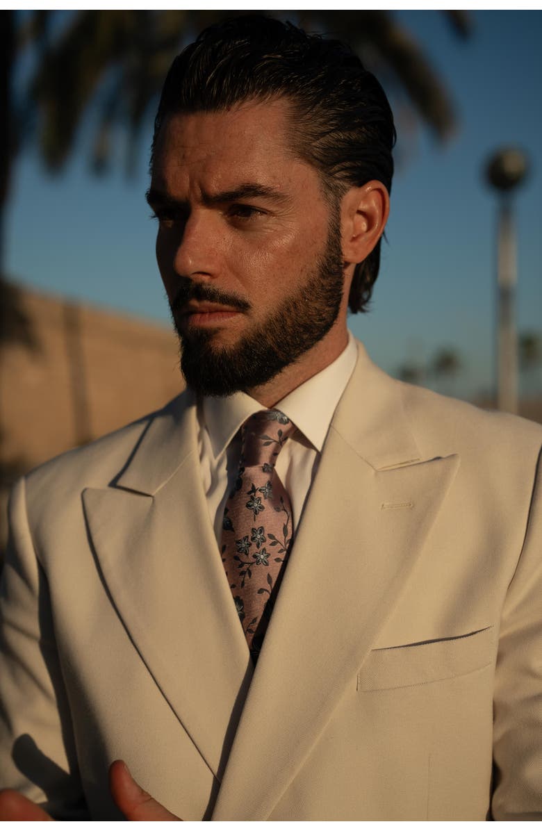 Elizabetta Silvio - Silk Jacquard Tie for Men, Alternate, color, Dusty Rose