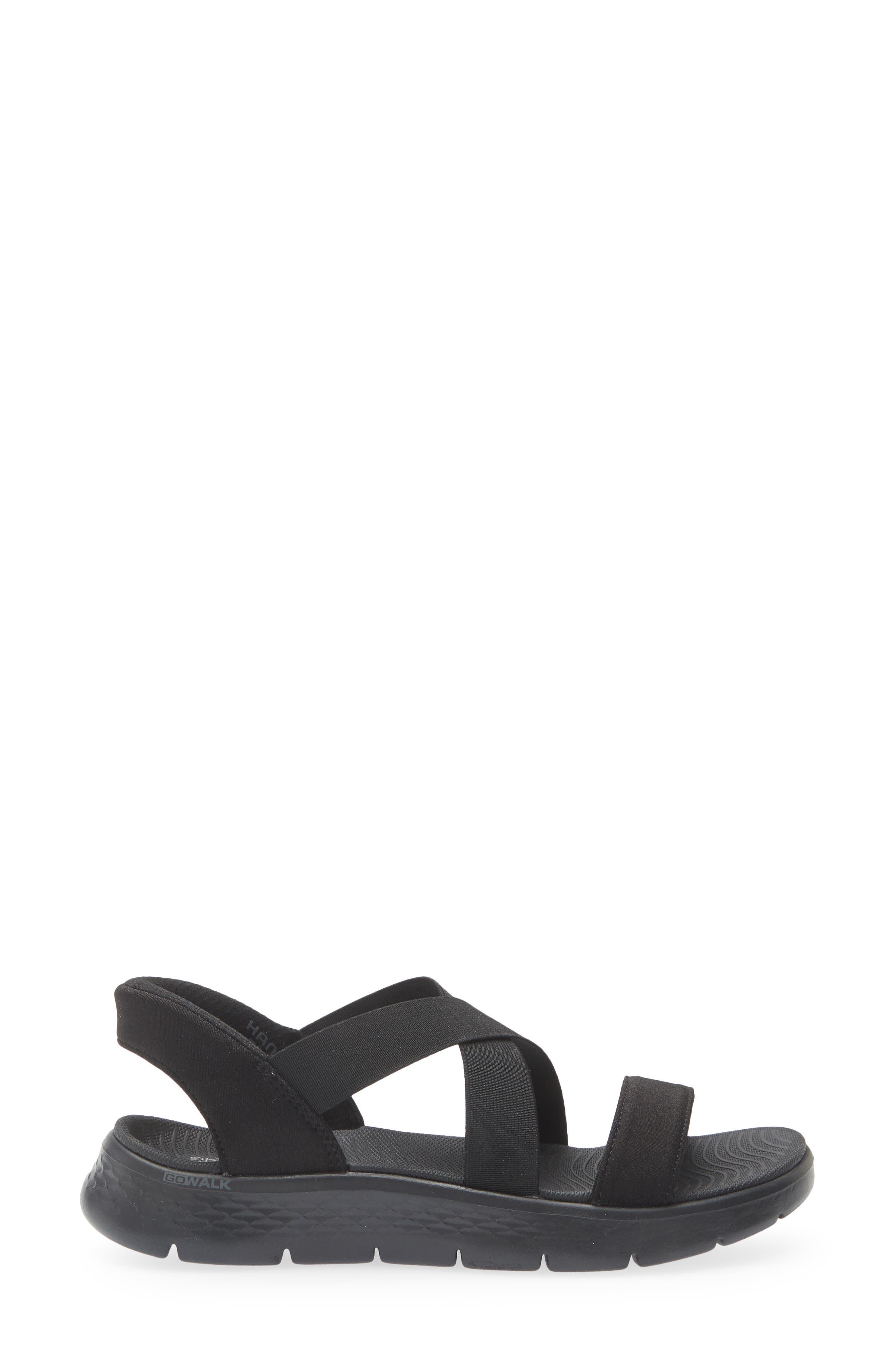 SKECHERS <p>Swift-Fit Go Walk Flex Glimmer Up Sandal (Women)</p>, Alternate, color, Black