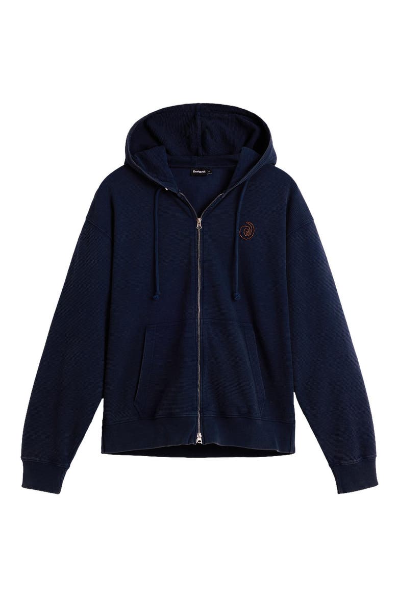Textured Full Zip Hoodie, Alternate, color, BLUE